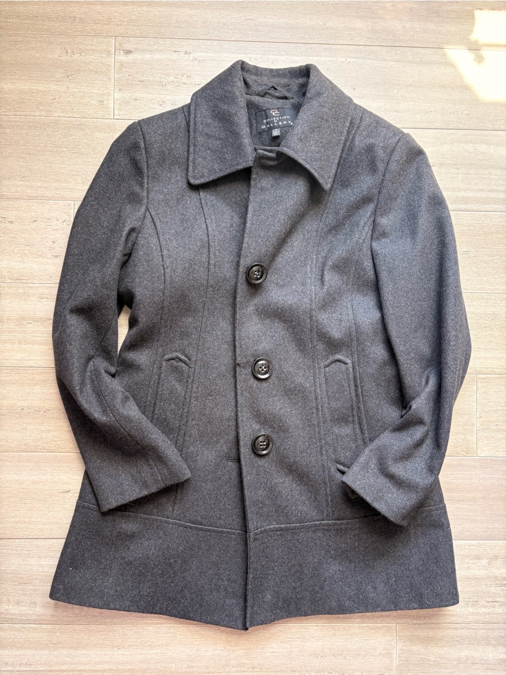 Women's Gallery Collection Charcoal Gray Peacoat Jacket